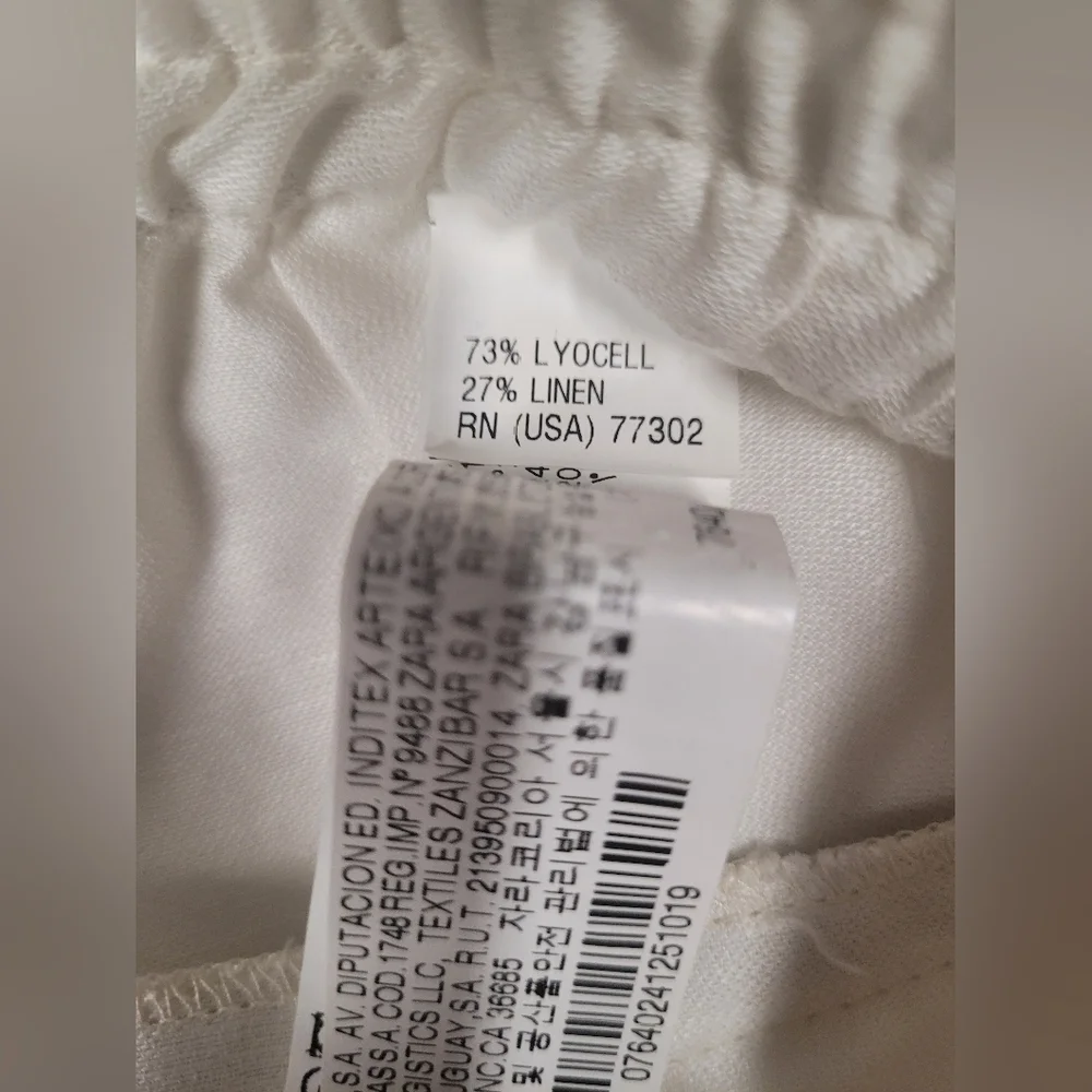 Zara Basic White Lyocell Linen Blend Pants XS